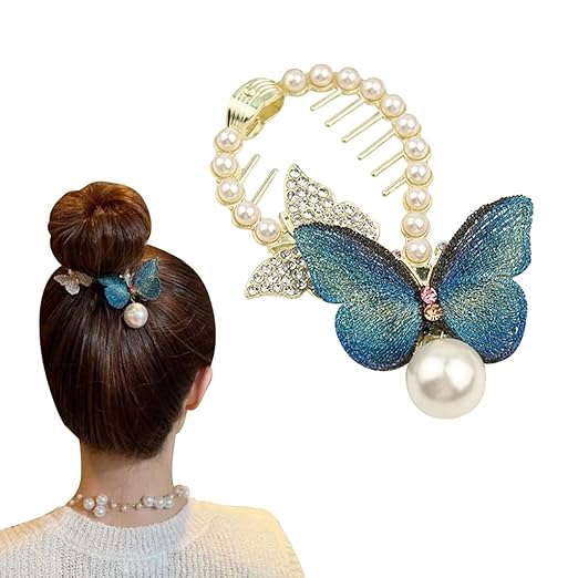 Women Pearl Butterfly Hair Style Clip